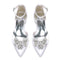 Women's Silk Satin With Ankle Strap Rhinestone Closed Toe Flat Heel Evening Shoes