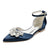 Women's Silk Satin With Ankle Strap Rhinestone Closed Toe Flat Heel Evening Shoes
