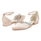 Women's Silk Satin With Ankle Strap Rhinestone Closed Toe Flat Heel Party Shoes