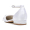 Women's Silk Satin With Ankle Strap Flower Closed Toe Flat Heel Wedding Shoes
