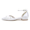 Women's Silk Satin With Ankle Strap Flower Closed Toe Flat Heel Wedding Shoes