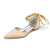 Women's Silk Satin With Ankle Strap Lace-up Rhinestone Closed Toe Flat Heel Evening Shoes