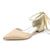 Women's Silk Satin With Ankle Strap Lace-up Closed Toe Flat Heel Evening Shoes