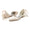 Women's Silk Satin With Ankle Strap Lace-up Pearl Closed Toe Flat Heel Evening Shoes