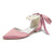 Women's Silk Satin With Ankle Strap Lace-up Pearl Closed Toe Flat Heel Evening Shoes