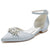 Women's Silk Satin With Ankle Strap Rhinestone Closed Toe Flat Heel Wedding Shoes