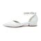 Women's PU With Pearl Rhinestone Ankle Strap Tassel Closed Toe Flat Heel Evening Shoes