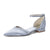 Women's Silk Satin With Pearl Ankle Strap Closed Toe Flat Heel Evening Shoes
