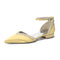 Women's Silk Satin With Pearl Ankle Strap Closed Toe Flat Heel Evening Shoes