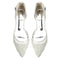 Women's Lace Silk Satin With Ankle Strap Closed Toe Flat Heel Evening Shoes