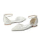 Women's Lace Silk Satin With Ankle Strap Closed Toe Flat Heel Evening Shoes
