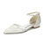 Women's Lace Silk Satin With Ankle Strap Closed Toe Flat Heel Evening Shoes