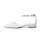 Women's Lace Silk Satin With Rhinestone Ankle Strap Closed Toe Flat Heel Evening Shoes