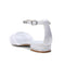 Women's Lace Silk Satin With Rhinestone Ankle Strap Closed Toe Flat Heel Evening Shoes