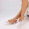 Women's Lace Silk Satin With Rhinestone Ankle Strap Closed Toe Flat Heel Evening Shoes