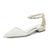 Women's Lace Silk Satin With Rhinestone Ankle Strap Closed Toe Flat Heel Evening Shoes