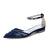 Women's Lace Silk Satin With Rhinestone Ankle Strap Closed Toe Flat Heel Evening Shoes