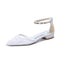 Women's Lace Silk Satin With Rhinestone Ankle Strap Closed Toe Flat Heel Evening Shoes