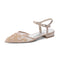 Women's Lace Silk Satin With  Closed Toe Ankle Strap Flat Heel Evening Shoes