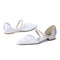 Women's Silk Satin With Lace  Ankle Strap Closed Toe Flat Heel Evening Shoes