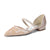 Women's Silk Satin With Lace  Ankle Strap Closed Toe Flat Heel Evening Shoes