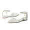 Women's Silk Satin With Lace Rhinestone Ankle Strap Closed Toe Flat Heel Evening Shoes