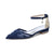 Women's Silk Satin With Lace Rhinestone Ankle Strap Closed Toe Flat Heel Evening Shoes