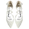 Women's Silk Satin With Lace Ankle Strap Closed Toe Flat Heel Evening Shoes
