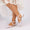 Women's Silk Satin With Lace Ankle Strap Closed Toe Flat Heel Evening Shoes