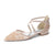 Women's Silk Satin With Lace Ankle Strap Closed Toe Flat Heel Evening Shoes