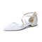 Women's Silk Satin With Lace Ankle Strap Closed Toe Flat Heel Evening Shoes