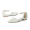 Women's Lace Silk Satin With Ankle Strap Closed Toe Flat Heel Evening Shoes