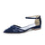 Women's Lace Silk Satin With Ankle Strap Closed Toe Flat Heel Evening Shoes