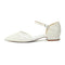 Women's Lace Silk Satin With Closed Toe Ankle Strap Flat Heel Evening Shoes