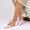 Women's Lace Silk Satin With Closed Toe Ankle Strap Flat Heel Evening Shoes