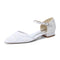 Women's Lace Silk Satin With Closed Toe Ankle Strap Flat Heel Evening Shoes