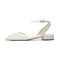 Women's Silk Satin With Lace Closed Toe Ankle Strap Flat Heel Evening Shoes