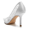 Women's Silk Satin With Lace Closed Toe Stiletto Heel Evening Shoes