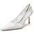 Women's Silk Satin With Lace Closed Toe Stiletto Heel Evening Shoes
