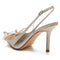 Women's Silk Satin With Bowknot Lace Closed Toe Stiletto Heel Wedding Shoes