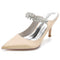 Women's Silk Satin With Ankle Strap Rhinestone Lace Closed Toe Stiletto Heel Wedding Shoes