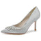 Women's Stiletto Heel Silk Satin With Rhinestone Closed Toe Evening Shoes