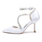 Women's Silk Satin With Ankle Strap Rhinestone Closed Toe Stiletto Heel Party Shoes