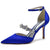 Women's Ankle Strap Silk Satin With Ankle Strap Rhinestone Closed Toe Stiletto Heel Evening Shoes