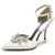 Women's Silk Satin Ankle Strap Rhinestone Closed Toe Stiletto Heel Wedding Shoes