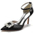Women's Ankle Strap Silk Satin With Rhinestone Closed Toe Stiletto Heel Party Shoes