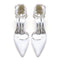 Women's Silk Satin With Ankle Strap Pearl Rhinestone Tassel Closed Toe Stiletto Heel Party Shoes