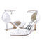 Women's Silk Satin With Ankle Strap Flower Closed Toe Stiletto Heel Wedding Shoes