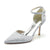 Women's Silk Satin With Rhinestone Closed Toe Stiletto Heel Ankle Strap Wedding Shoes
