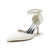 Women's Lace Silk Satin With Ankle Strap Pearl Rhinestone Lace Tassel Closed Toe Stiletto Heel Wedding Shoes